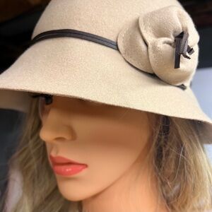 Banana Republic Tan Hat with Elegant Floral Accent